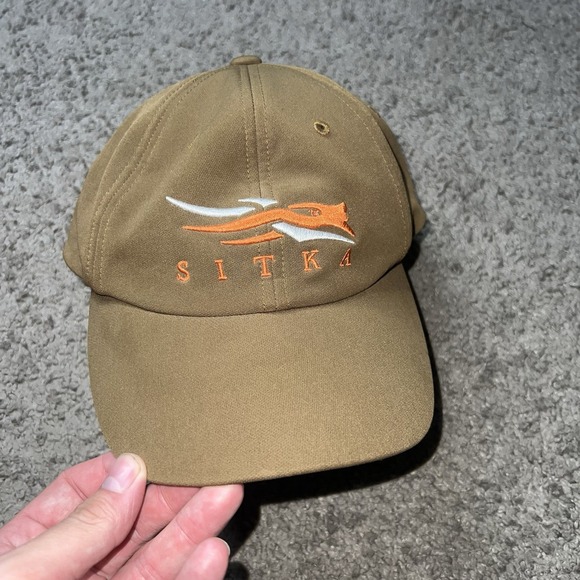 Sitka Hat Cap Strap Back Brown Embroidered Logo Mens Adjustable - EXCELLENT - Picture 1 of 7